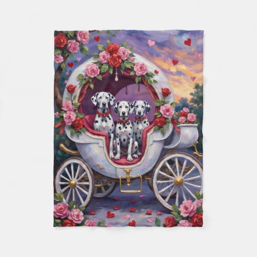 Dalmatian Dog Valentine's Day フリースブランケット (正面)