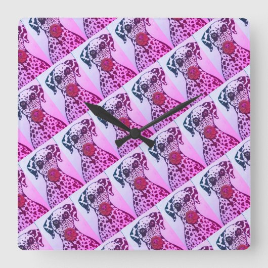 Dalmatian dog Wall Clock スクエア壁時計 (正面)