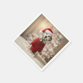 Dalmatian Dog Wearing a Red Christmas Sweater スタンダードカクテルナプキン (角)