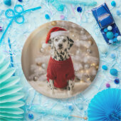 Dalmatian Dog Wearing a Red Christmas Sweater ペーパープレート (パーティー)
