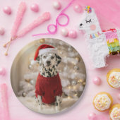 Dalmatian Dog Wearing a Red Christmas Sweater ペーパープレート (パーティー)