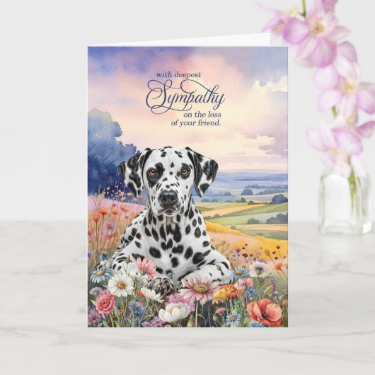 Dalmatian Dog with Wildflowers Pet Sympathy カード (蘭)
