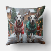 Dalmatian Dogs Christmas Snow Holiday  クッション (裏面)