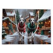 Dalmatian Dogs Christmas Snow Holiday ラージペーパーバッグ (裏面)