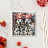 Dalmatian Dogs Holding a Fireman Hose スタンダードカクテルナプキン (インサイチュ)