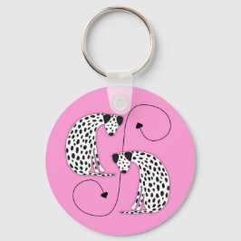Dalmatian dogs  Metal Circle Keychain キーホルダー