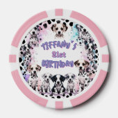 Dalmatian Dogs Purple Pink Birthday Party ポーカーチップ (正面)
