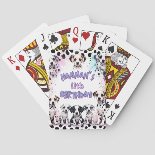 Dalmatian Dogs Purple Watercolor Birthday Party トランプ (裏面)