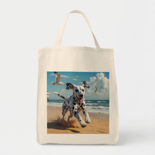 Dalmatian Elegant Grocery Tote Bag トートバッグ (正面)