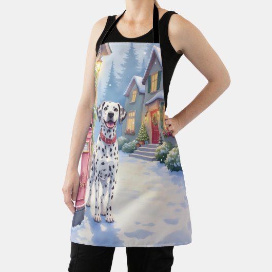 Dalmatian Festive Mailbox Christmas Art エプロン (インサイチュ)