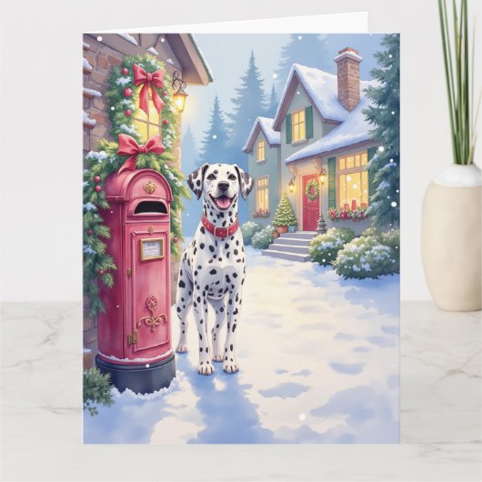 Dalmatian Festive Mailbox Christmas Art カード (正面)