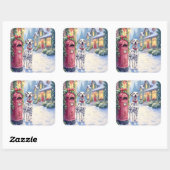 Dalmatian Festive Mailbox Christmas Art スクエアシール (シート)