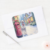 Dalmatian Festive Mailbox Christmas Art スクエアシール (封筒)