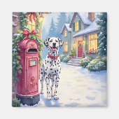 Dalmatian Festive Mailbox Christmas Art マグネット (正面)