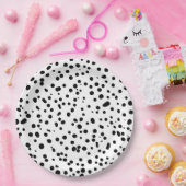 Dalmatian Firefighter Black White Birthday ペーパープレート (パーティー)