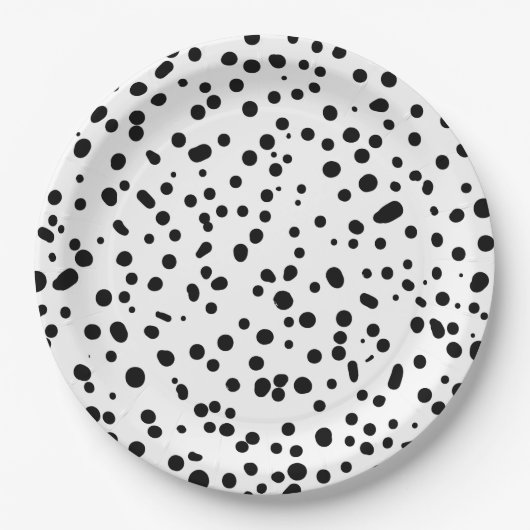 Dalmatian Firefighter Black White Birthday ペーパープレート (正面)