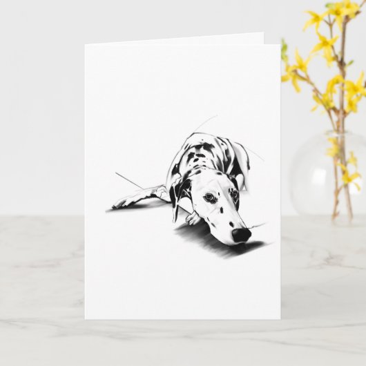 Dalmatian Greeting Card – Hand Drawn カード (黄色い花)