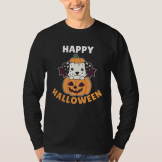 Dalmatian Happy Halloween Pumpkin Bat Dogs Tシャツ