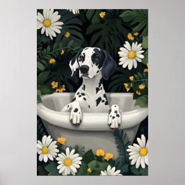 Dalmatian In Bathtub Poster, Funny Dog Poster ポスター