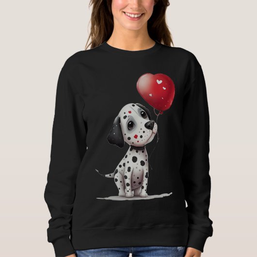 Dalmatian Love Heart for Valentines Day on Dalmati スウェットシャツ (正面)