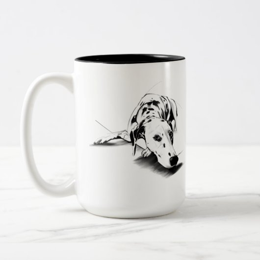 Dalmatian Mug – Hand Drawn Spotted Dog Coffee Mug ツートーンマグカップ (左)