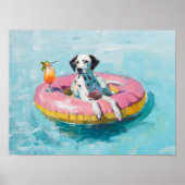 Dalmatian Pool Float Art Print: Summer Dog Wall De ポスター (正面)