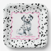 Dalmatian Print Birthday | Black and White party ペーパープレート (正面)