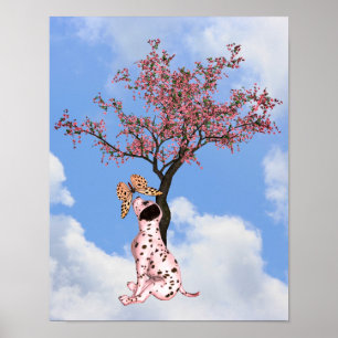 Dalmatian Puppy And Butterfly ポスター