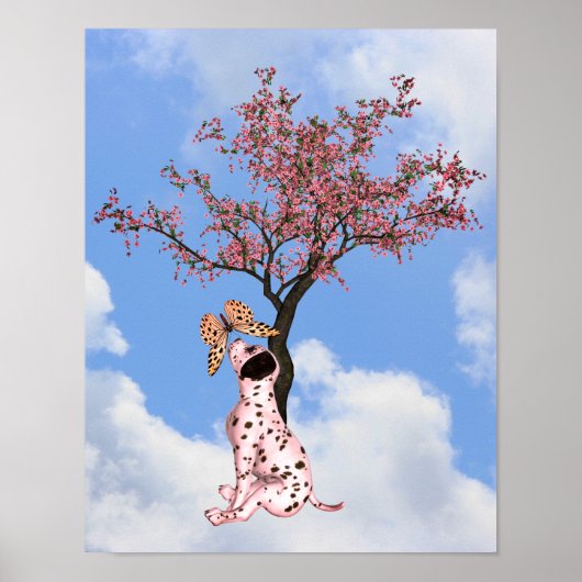 Dalmatian Puppy And Butterfly ポスター (正面)