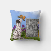 Dalmatian Puppy Butterfly絵画's Add Your Photo クッション (正面)