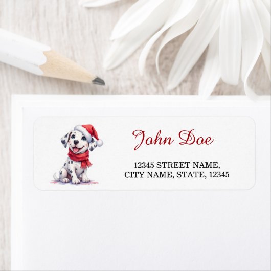 Dalmatian Puppy Christmas Return Address Labels ラベル (インサイチュ)