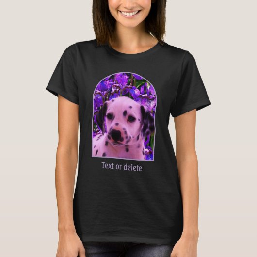 Dalmatian Puppy Iris Flowers Dog Art  Tシャツ (正面)