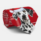Dalmatian Santa Dog Red Holiday Plaid Christmas ネクタイ (ロール)