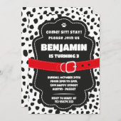 Dalmatian Spots Black Invitation for Birthday 招待状 (正面/裏面)