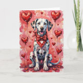 Dalmatian Valentine’s Day Dog with Hearts Red カード (正面)