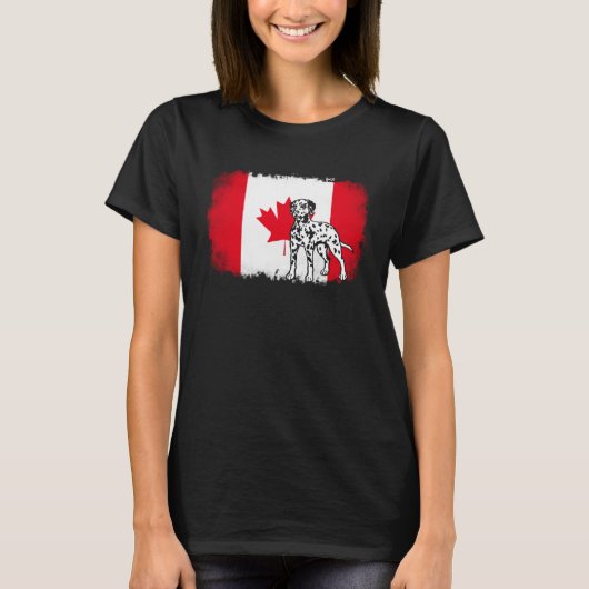 Dalmatian vintage Canada Canadian flag dog Tシャツ (正面)