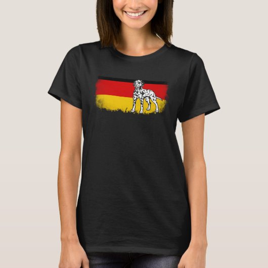 Dalmatian vintage German Germany flag dog Tシャツ (正面)