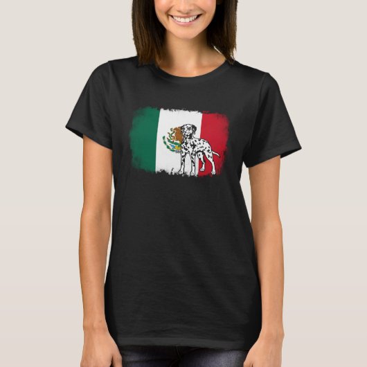 Dalmatian vintage Mexico Mexican flag dog Tシャツ (正面)