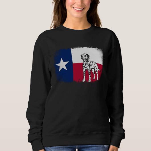 Dalmatian vintage Texas Texan flag dog スウェットシャツ (正面)