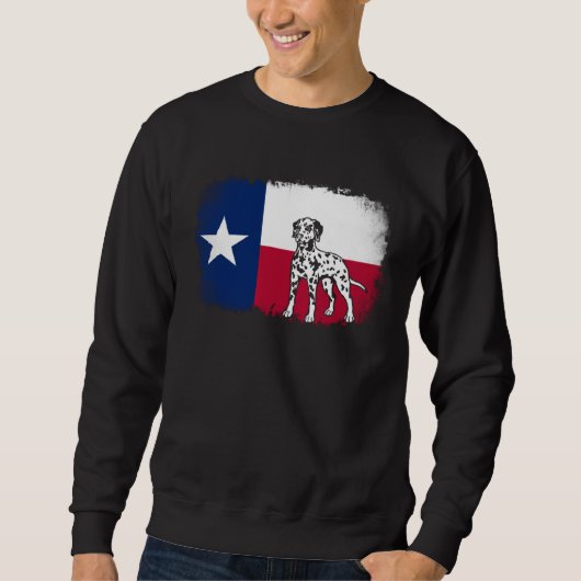 Dalmatian vintage Texas Texan flag dog スウェットシャツ (正面)