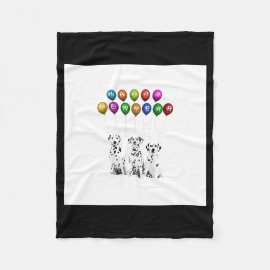 Dalmatians Wishing Happy New Year 2016 _1 フリースブランケット (正面)