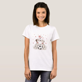 Dalmatians with soccer ball for Valentine's Day Tシャツ