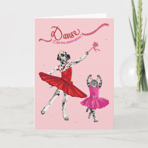 Dalmatien et chat en tutu dansant anniversaire カード