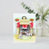 Dalmationのクリスマスのサンタの低下 シーズンポストカード (スタンド正面)