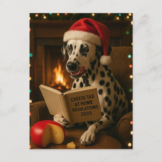 Dalmation 'Cheese Tax' Christmas postcard ポストカード (正面)