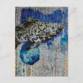 Dalmation Molly Fish mixed media collage Postcard ポストカード (正面)