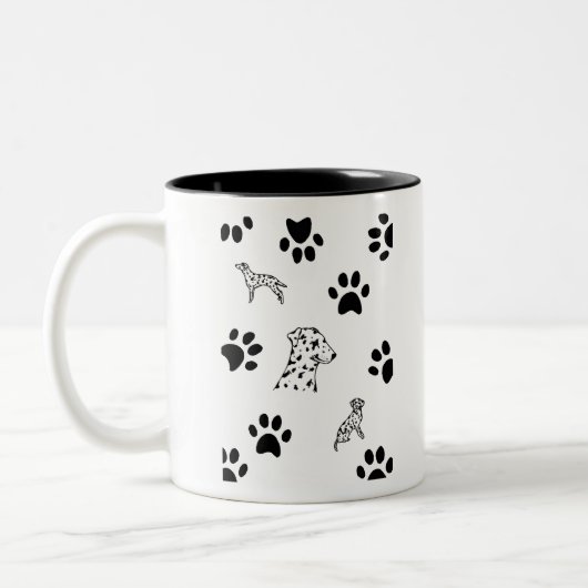 Dalmation puppies Dog paws Two-Tone coffee mug ツートーンマグカップ (左)