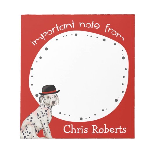 Dalmationr Black Hat Dogリスト ノートパッド (正面)