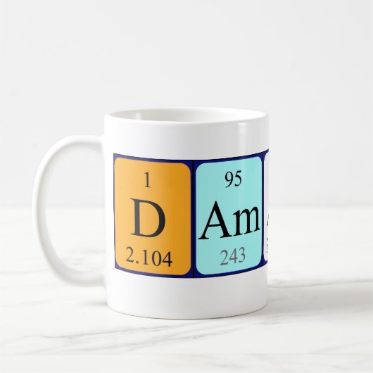 Damarcus周期表名mug コーヒーマグカップ (左)