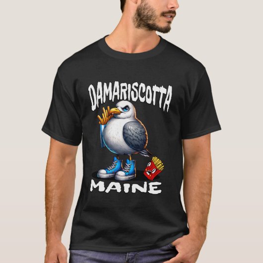 Damariscotta Maine Funny Seagull French Fries Souv Tシャツ (正面)